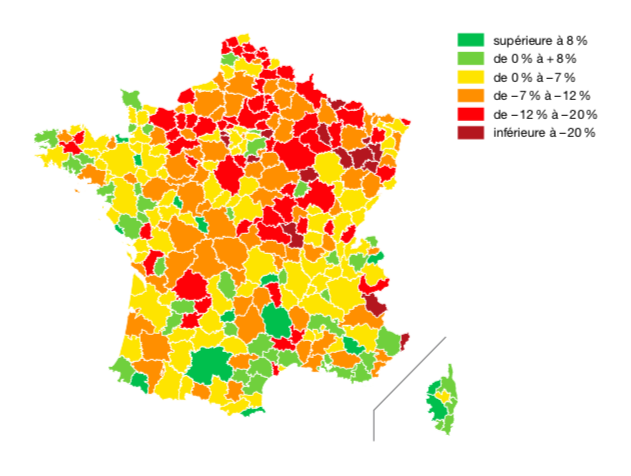 FIGURE 1. Variation de l’emploi industriel entre 2009 et 2015