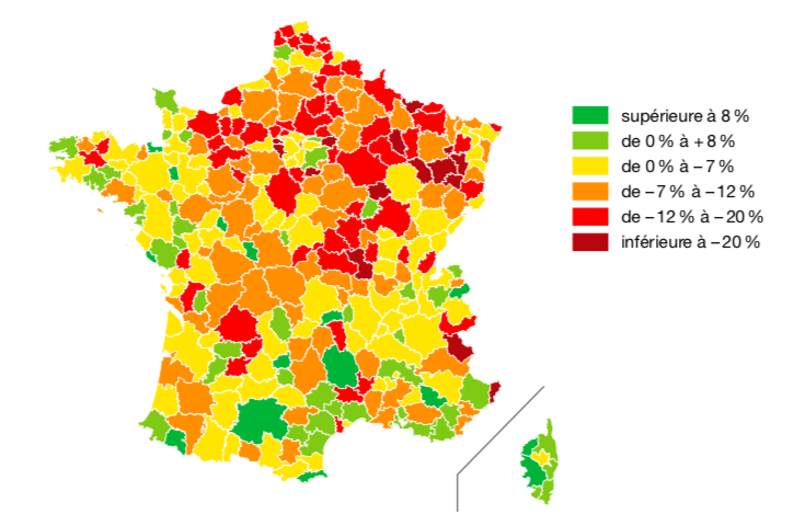 Figure 2 – Variation de l’emploi industriel entre 2009 et 2015