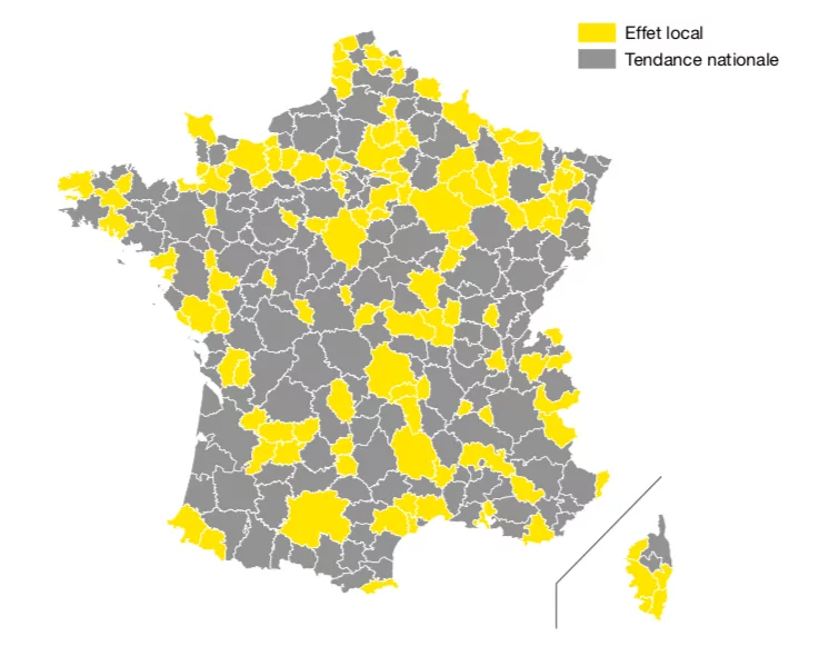 Figure 5 – Principal déterminant de l’évolution de l’emploi industriel local sur la période 2009-2015