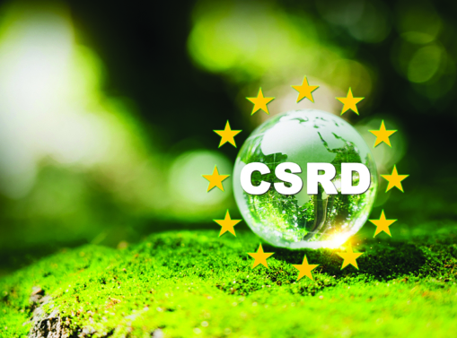 image-de-couverture-du-cube-34-la-csrd-amie-ou-ennemie-des-entreprises Une bulle d'eau avec sur un fond de nature entouré des étoiles de l'UE sur laquelle est inscrit CSRD
