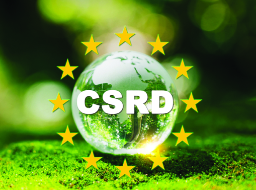 image-de-couverture-du-cube-34-la-csrd-amie-ou-ennemie-des-entreprises Une bulle d'eau avec sur un fond de nature entouré des étoiles de l'UE sur laquelle est inscrit CSRD